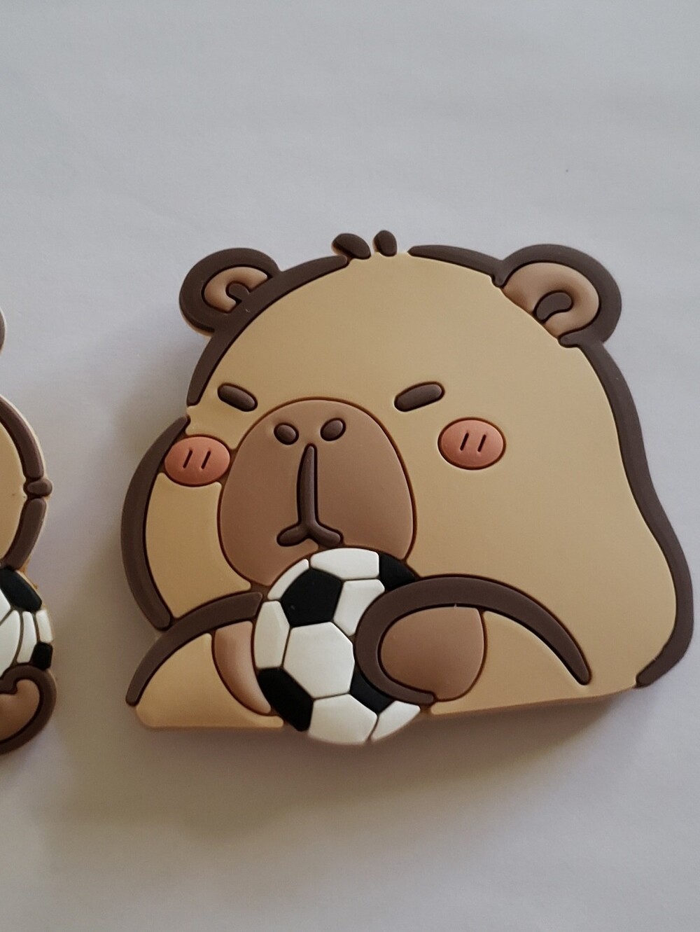 Cute Capybara with Soccer Ball Shoe Charms